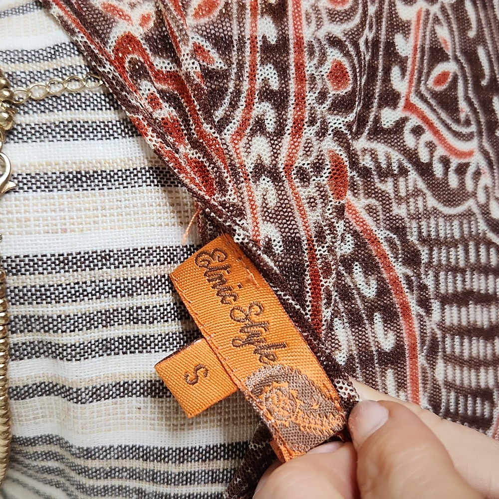 Boho burnt orange paisley tunic top - Picture 4 of 4